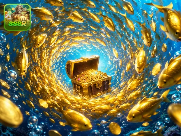 Antarmuka 888r Jackpot Fishing dalam suasana permainan yang penuh warna